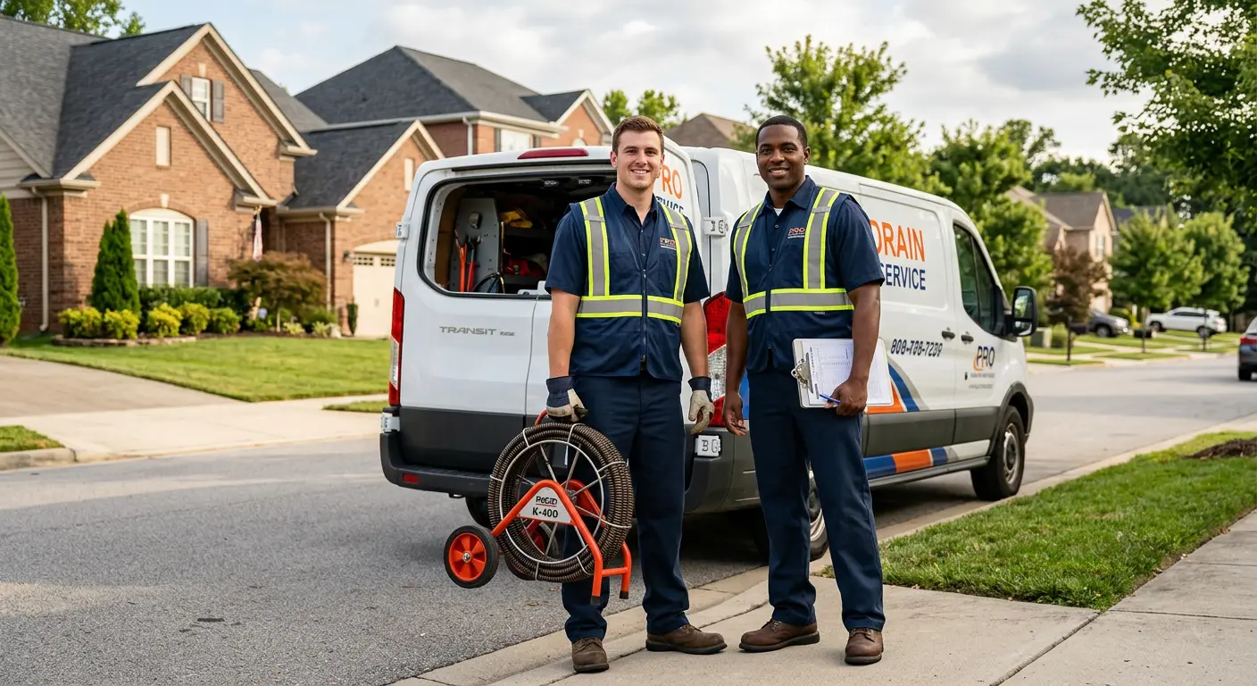 Sewer and drain service team with equipment ready for work in Bradenton