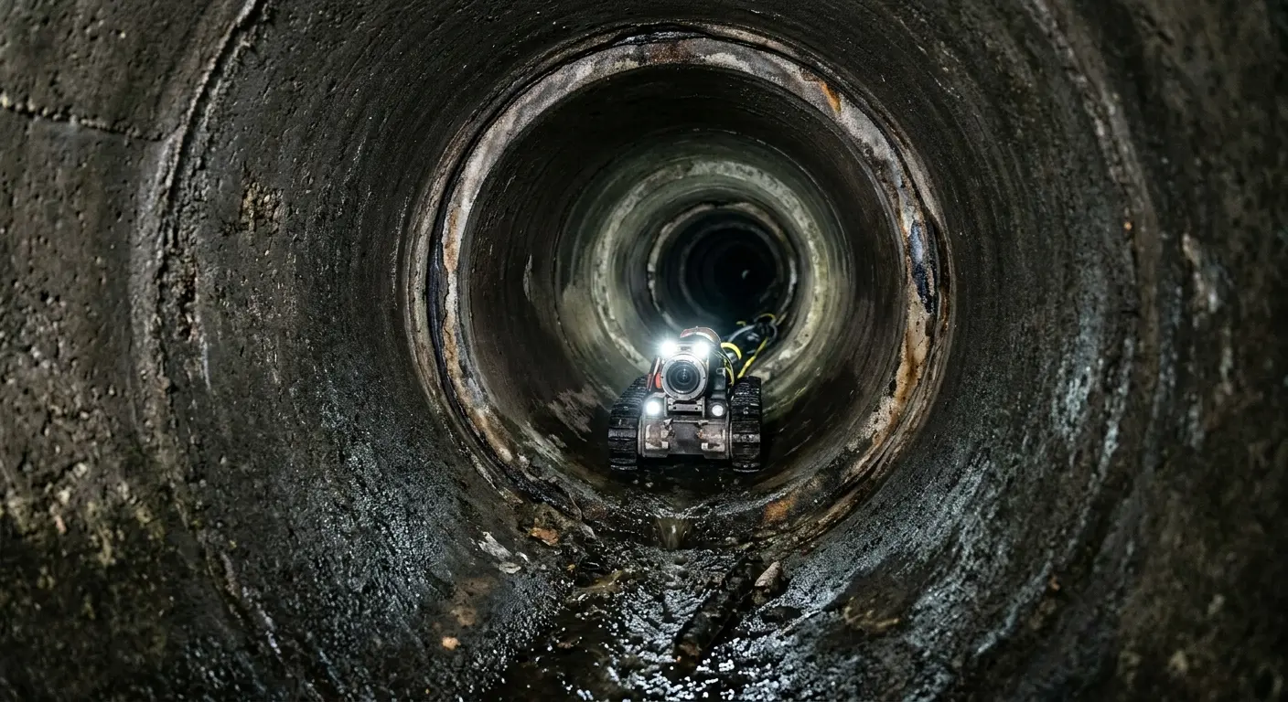 Robotic sewer camera inspecting pipe interior for Sewer Line Cleaning in Bradenton